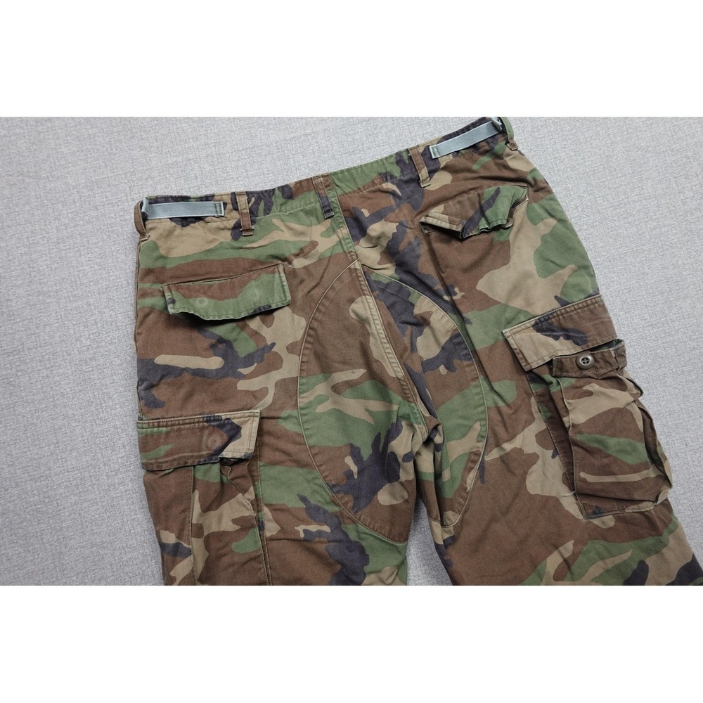 Vintage Camo Cargo Pants Mens 36x30 Green Woodland Army BDU Adjustable Waist